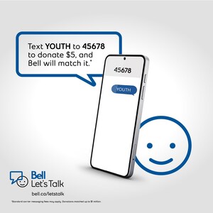 Bell Let's Talk Day on January 22 to support youth mental health organizations with national text-to-donate campaign